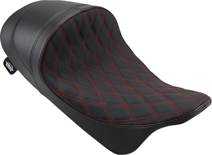 DRAG SPECIALTIES Forward Low Solo Seat - Diamond - Red Stitched - FL '08-'22 0801-1254