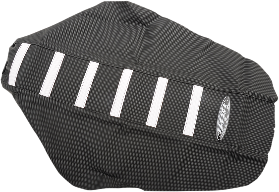 SDG 6-Ribbed Seat Cover - White Ribs/Black Top/Black Sides 95957WK