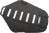 SDG 6-Ribbed Seat Cover - White Ribs/Black Top/Black Sides 95957WK