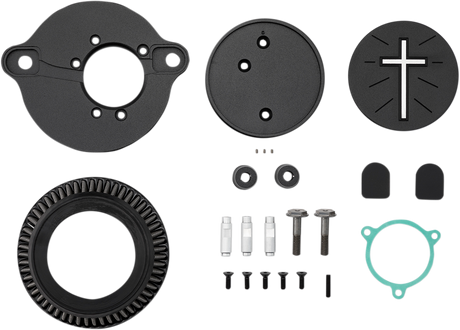 LA CHOPPERS Cross Air Cleaner - Black - M8 LA-2395-03B