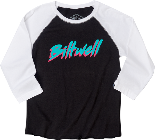 BILTWELL Women's 1985 Raglan T-Shirt - Black/White - Large 8144-060-004