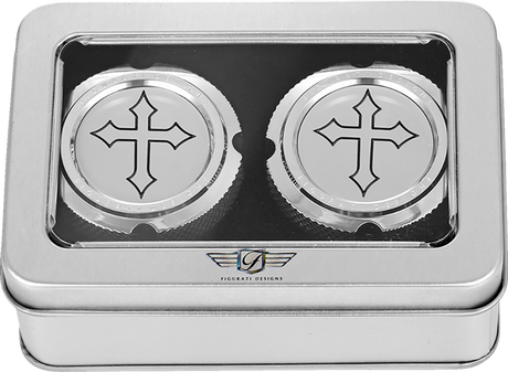 FIGURATI DESIGNS Front Axle Nut Cover - Stainless Steel - Cross FD41-FAC-SS