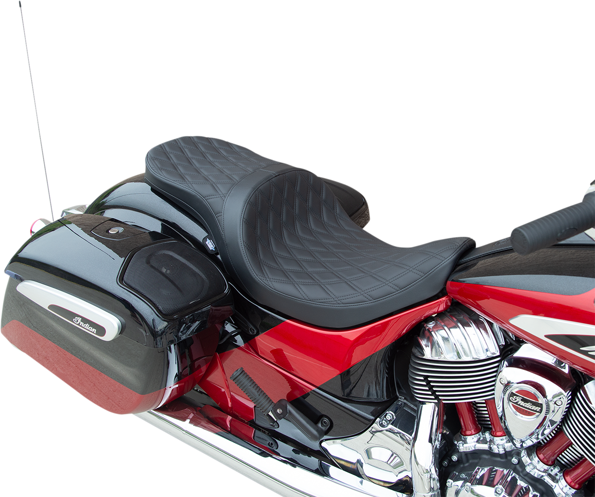 DRAG SPECIALTIES Asiento Touring de perfil bajo - Doble diamante con costuras negras - '14-'22 Indian 0810-2259 