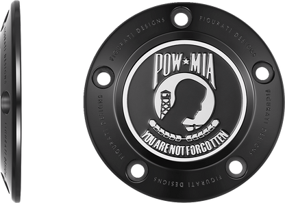 FIGURATI DESIGNS Timing Cover - 5 Hole - POW MIA - Black FD50-TC-5H-BLK