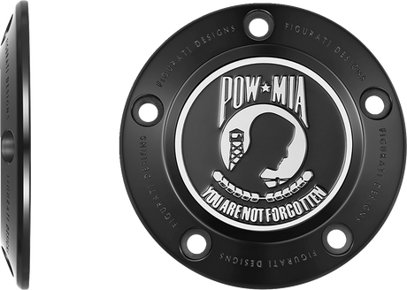 FIGURATI DESIGNS Timing Cover - 5 Hole - POW MIA - Black FD50-TC-5H-BLK
