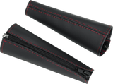 SHOW CHROME Seat Belt Covers - Black w/ Red Stitching H44-5RED