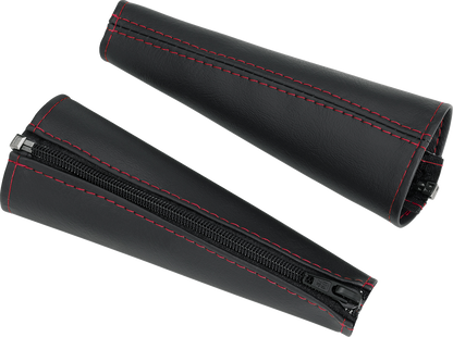 SHOW CHROME Seat Belt Covers - Black w/ Red Stitching H44-5RED