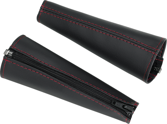 SHOW CHROME Seat Belt Covers - Black w/ Red Stitching H44-5RED