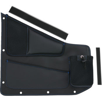 SHOW CHROME Kaliber Side Organizer - Driver and Passenger - Black w/ Blue Stitching H44-7BLU 3550-0420