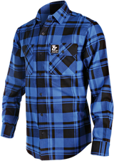 THROTTLE THREADS Long-Sleeve Flannel Shirt - Blue/Black - Medium TT635S68BLMR