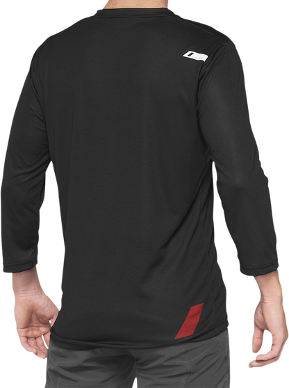 100% Airmatic 3/4 Sleeve Jersey - Black/Red - Large 40018-00007