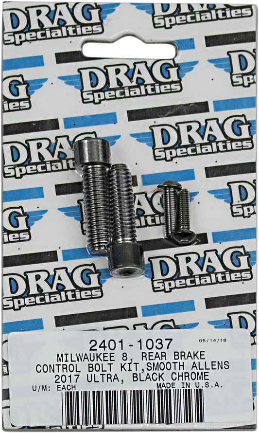 DRAG SPECIALTIES Rear Break Smooth Bolt Kit - Black/Chrome - M8 MK785SBK