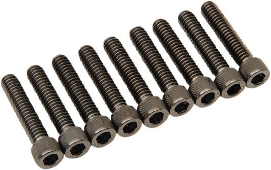 DRAG SPECIALTIES Camshaft Cover Knurled Bolt Kit - Black/Chrome - M8 MK779BK