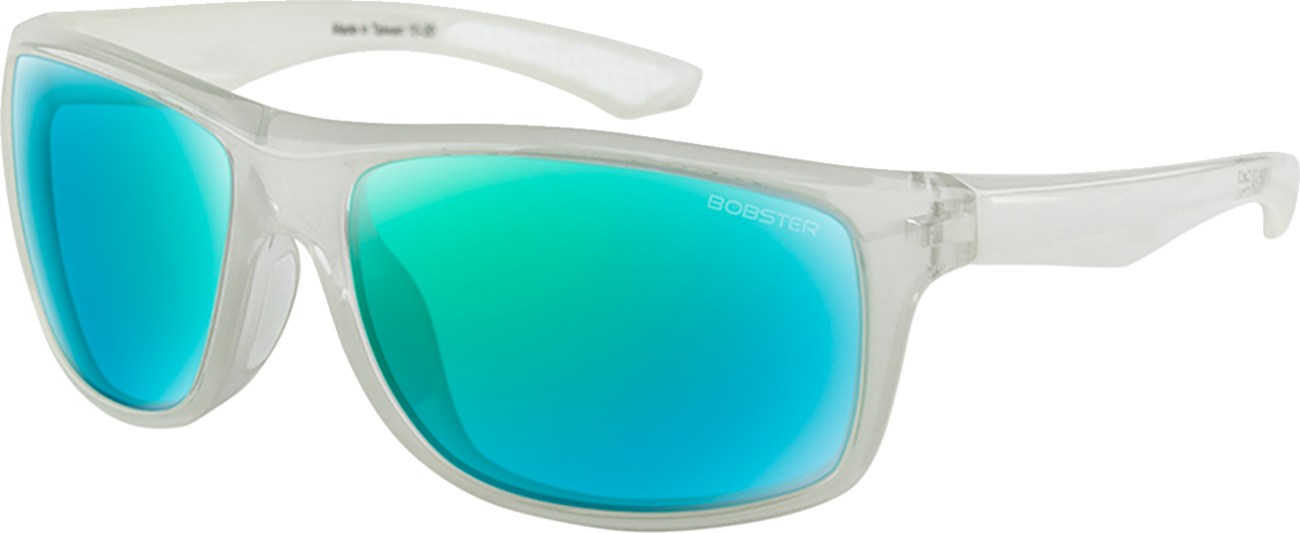 BOBSTER Luna Sunglasses - Gloss Crystal Pearl/Light Blue Green Mirror BLUN103