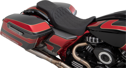 DRAG SPECIALTIES Predator 2-Up Seat - Double Diamond - Solar Leather - FL '08-'22 0801-1270