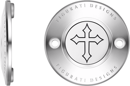 FIGURATI DESIGNS Timing Cover - 2 Hole - Cross - Stainless Steel FD41-TC-2H-SS