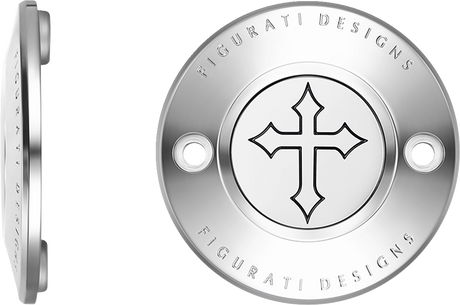 FIGURATI DESIGNS Timing Cover - 2 Hole - Cross - Stainless Steel FD41-TC-2H-SS