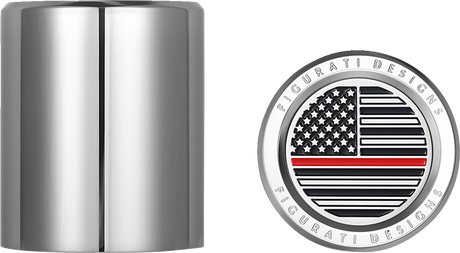FIGURATI DESIGNS Docking Hardware Covers - American Flag - Red Line - Short - Stainless Steel FD73-DC-2530-SS
