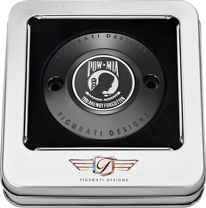 FIGURATI DESIGNS Timing Cover - 2 Hole - POW MIA - Black FD50-TC-2H-BLK