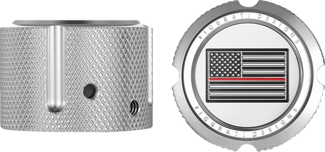 FIGURATI DESIGNS Front Axle Nut Cover - Stainless Steel - Red Line Flag FD73-FAC-SS