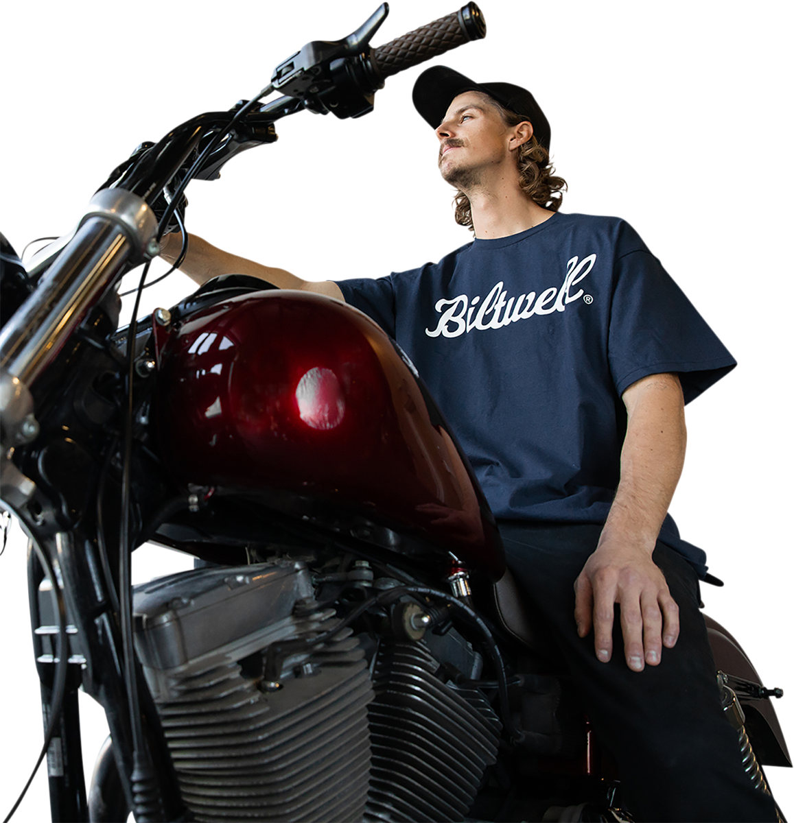 BILTWELL Script T-Shirt - Navy - Small 8101-052-002