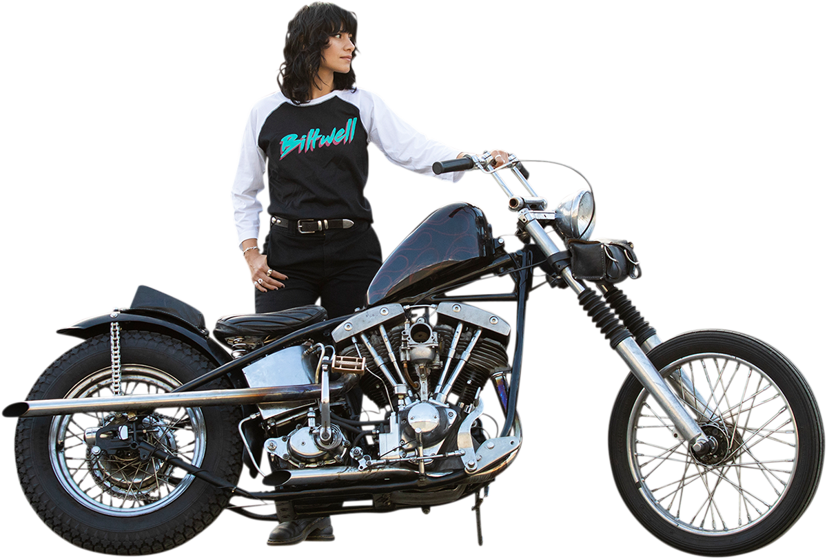 BILTWELL Women's 1985 Raglan T-Shirt - Black/White - XL 8144-060-005