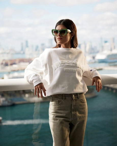 IN STOCK IMPERIALMOTO White Hot Varsity Crewneck - LARGE