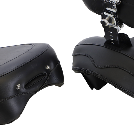 MUSTANG Seat - Vintage - Wide - Touring - With Driver Backrest - Two-Piece - Smooth - Black - Vegas 79381