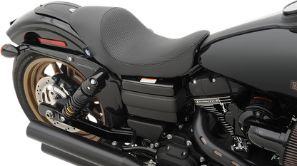 DRAG SPECIALTIES Seat - 3/4 Low Solo - Basketweave - Black NOT SOLAR REFLECTIVE 0803-0545