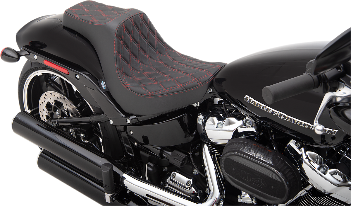 DRAG SPECIALTIES Asiento Predator III - Doble diamante - Costuras rojas 0802-1269