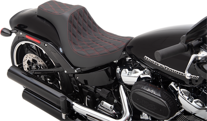 DRAG SPECIALTIES Predator III Seat - Double Diamond - Red Stitching 0802-1269