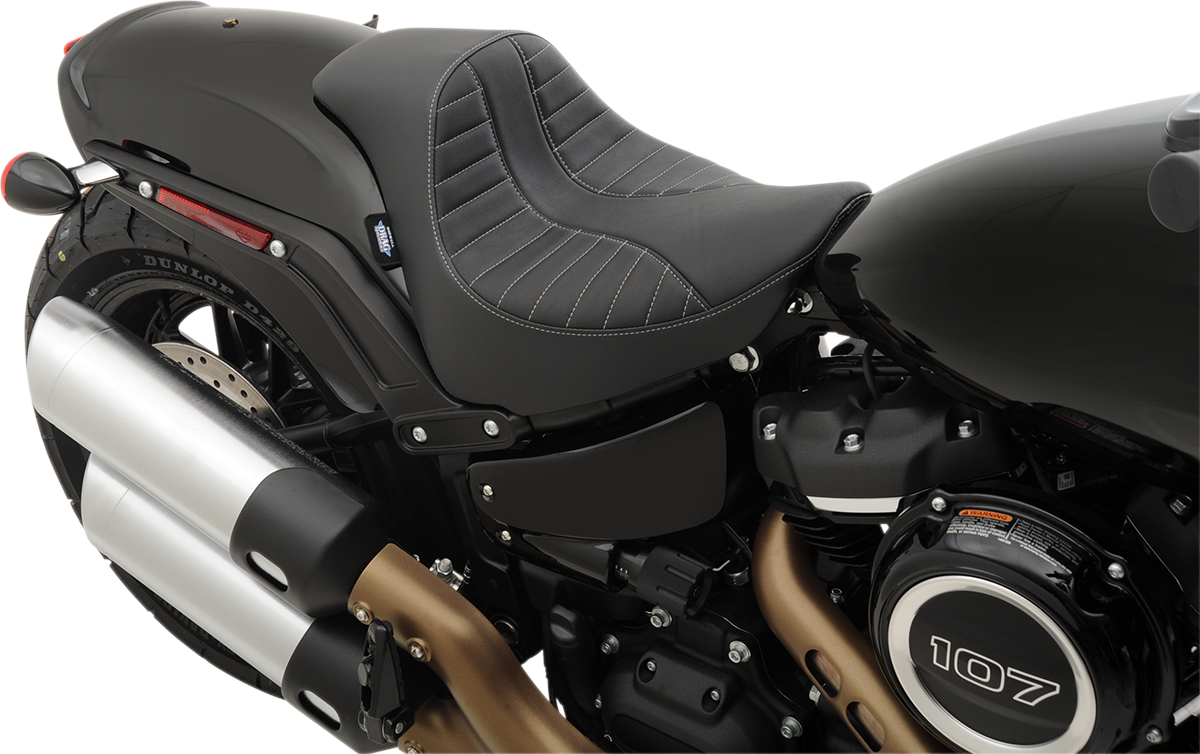 DRAG SPECIALTIES EZ-Solo Seat - Scorpion Stitch - Silver Thread - Vinyl - FXFB '18-'22 ACT EZ-ON STYLE 0802-1129