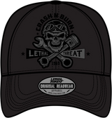 LETHAL THREAT Crash 'n Burn Baseball Hat - Black - One Size HT82101