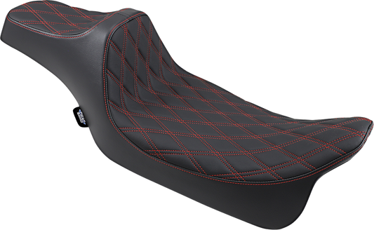 DRAG SPECIALTIES Predator III Seat - Extended - Double Diamond - Red Stitched - FL '08-'22 0801-1262