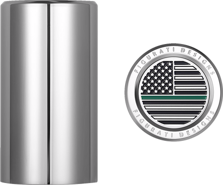 FIGURATI DESIGNS Docking Hardware Covers - American Flag - Green Line - Long - Stainless Steel FD72-DC-2545-SS