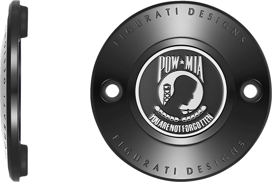 FIGURATI DESIGNS Timing Cover - 2 Hole - POW MIA - Black FD50-TC-2H-BLK