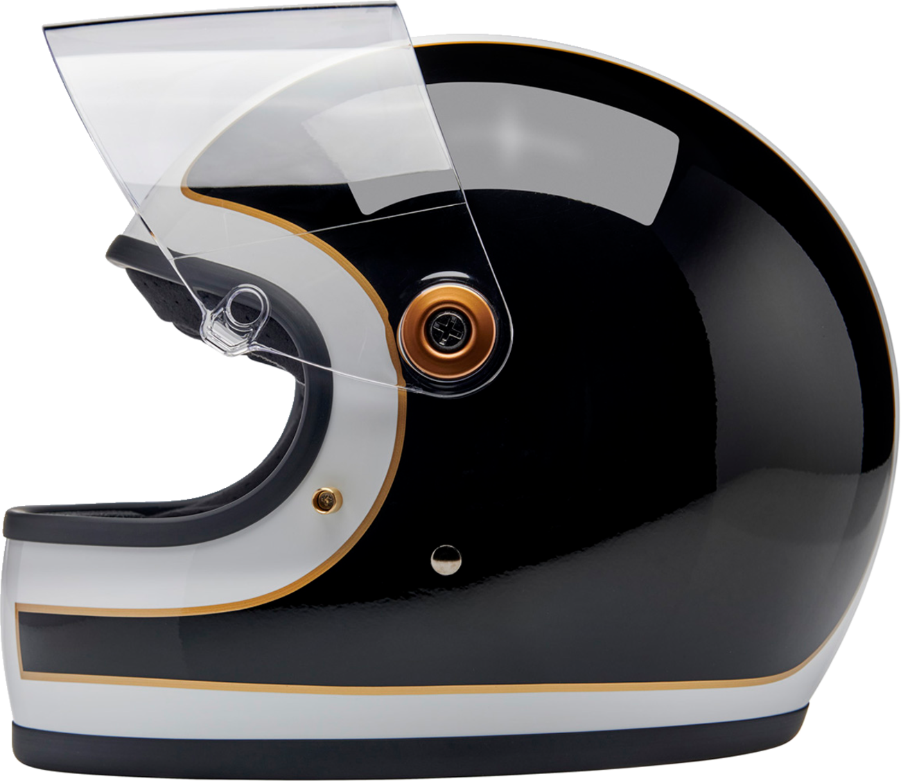 BILTWELL Gringo S Helmet - Gloss White/Black Tracker - Large 1003-566-504