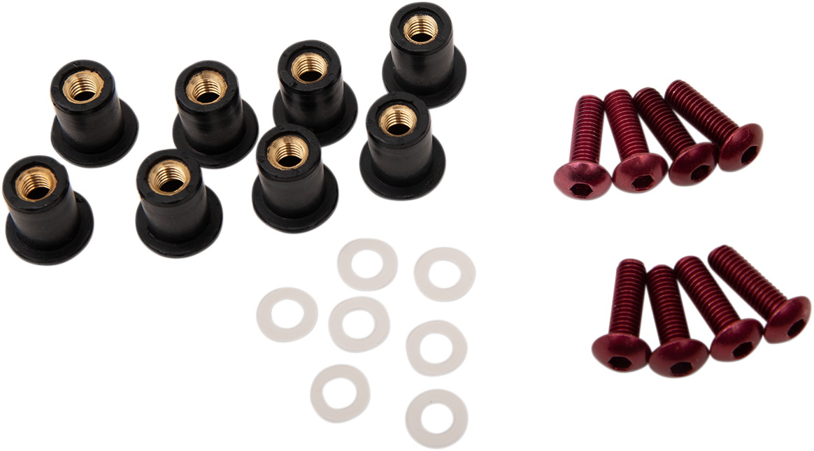 PUIG HI-TECH PARTS Windscreen Screw Kit - Red 0957R