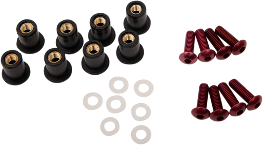 PUIG HI-TECH PARTS Windscreen Screw Kit - Red 0957R