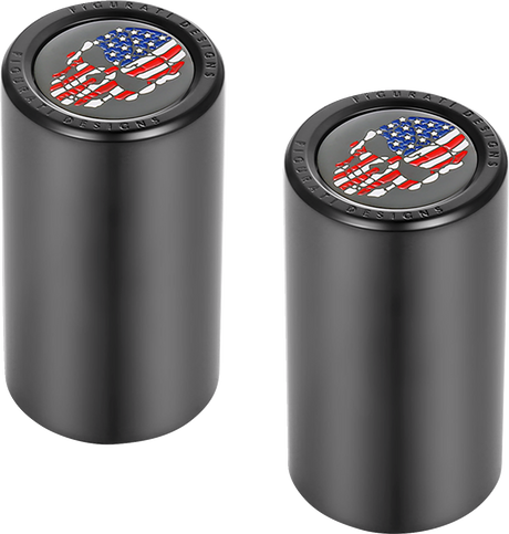 FIGURATI DESIGNS Docking Hardware Covers - Red/White/Blue American Flag Skull - Long - Black FD25-DC-2545-BK