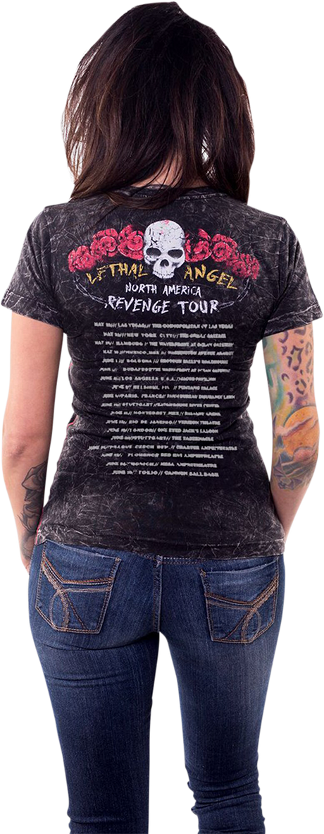 LETHAL THREAT Women's Revenge is Sweet T-Shirt - Black - Medium LA20704M
