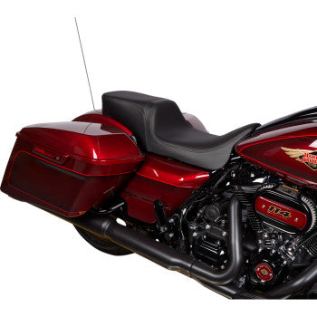 DRAG SPECIALTIES Asiento Predator 2Up - Cuero solar - Negro - Liso - FLH '08-'23 0801-1495 