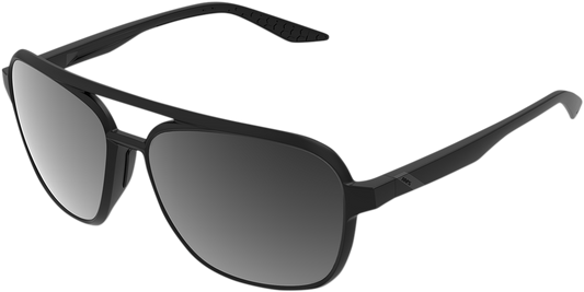 100% Kasia Aviator Sunglasses - Round - Matte Black - Black Mirror 61042-019-61