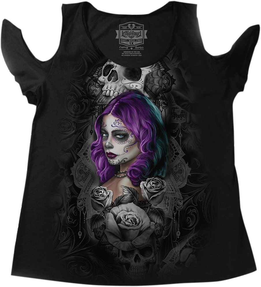 LETHAL THREAT Women's Queen of Hearts T-Shirt - Black - 2XL LA205252X