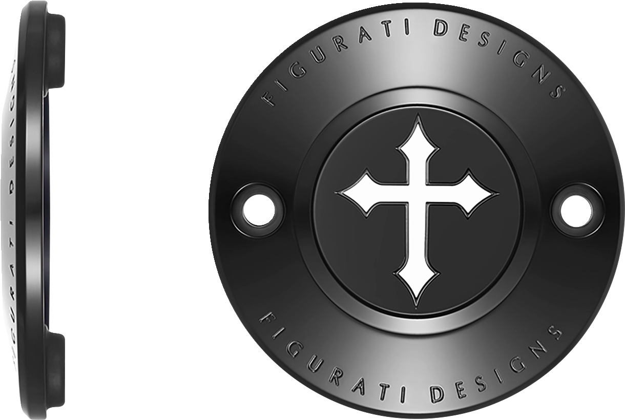 FIGURATI DESIGNS Timing Cover - 2 Hole - Cross - Black FD41-TC-2H-BLK