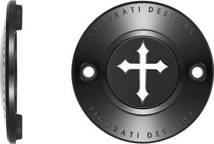 FIGURATI DESIGNS Timing Cover - 2 Hole - Cross - Black FD41-TC-2H-BLK