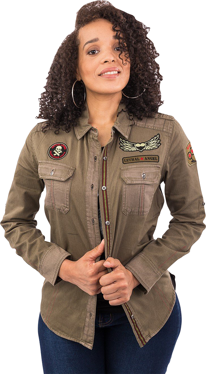 LETHAL THREAT Women's Untamed Long-Sleeve Shirt - Army Green - Small LA60125S