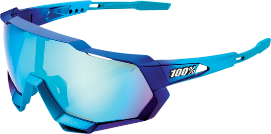 100% Speedtrap Sunglasses - Metallic Blue - Blue Mirror 61023-228-01