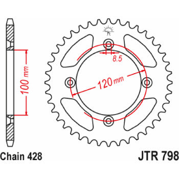 JT SPROCKETS Rear Sprocket - 46 Tooth - Yamaha JTR798.46