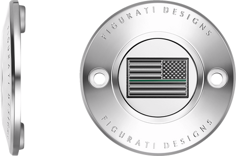 FIGURATI DESIGNS Timing Cover - 2 Hole - American - Green Line - Stainless Steel FD72-TC-2H-SS